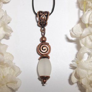 Necklace, Pendant, White and Copper Necklace, Boho Necklace, Jewelry Gift 7936